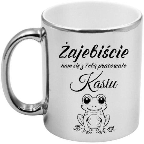 Kubek srebrny prezent na pożegnanie koleżanki kolegi z pracy z imieniem