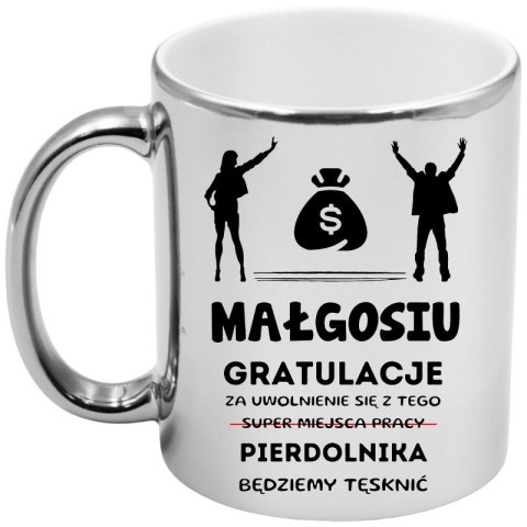 Kubek srebrny prezent na pożegnanie koleżanki kolegi z pracy z imieniem