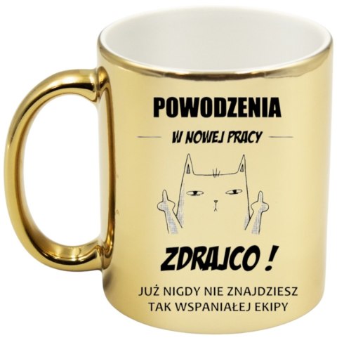 Kubek złoty na pożegnanie koleżanki kolegi z pracy śmieszny prezent