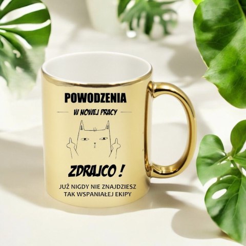 Kubek złoty na pożegnanie koleżanki kolegi z pracy śmieszny prezent