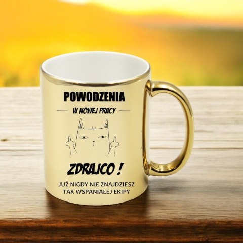 Kubek złoty na pożegnanie koleżanki kolegi z pracy śmieszny prezent