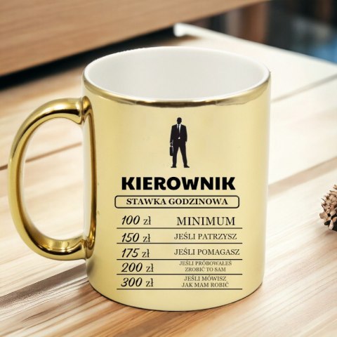 Kubek złoty premium dla kierownika cennik godzinowy śmieszny prezent