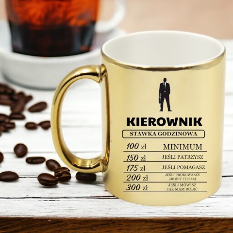 Kubek złoty premium dla kierownika cennik godzinowy śmieszny prezent