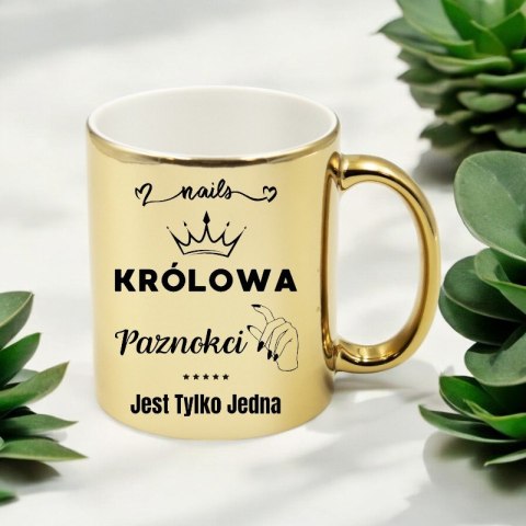 Kubek złoty premium dla kosmetyczki stylistki paznokci śmieszny prezent