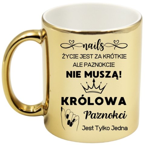 Kubek złoty premium dla kosmetyczki stylistki paznokci śmieszny prezent