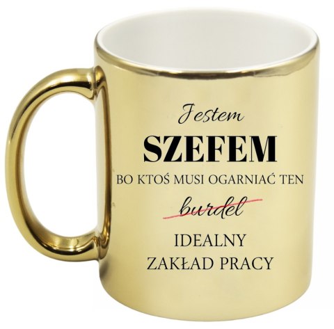 Kubek złoty premium dla szefa urodziny imieniny śmieszny prezent