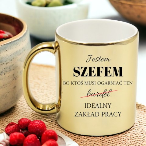 Kubek złoty premium dla szefa urodziny imieniny śmieszny prezent