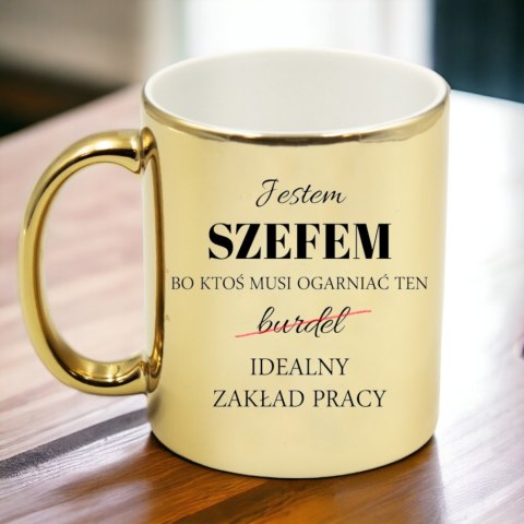 Kubek złoty premium dla szefa urodziny imieniny śmieszny prezent