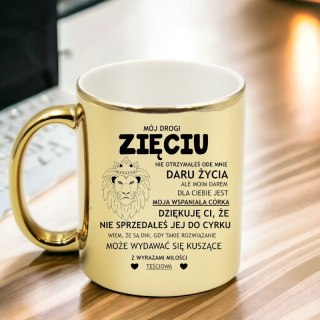 KUBEK ZŁOTY PREMIUM DLA ZIĘCIA URODZINY IMIENINY ŚMIESZNY PREZENT