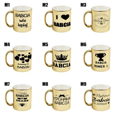 Kubek złoty premium prezent Dzień Babci różne wzory babcia