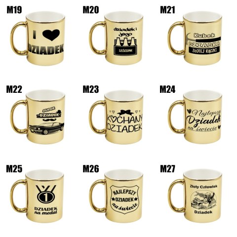 Kubek złoty premium prezent Dzień Dziadka różne wzory dziadek
