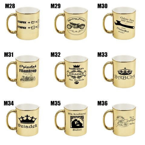 Kubek złoty premium prezent Dzień Dziadka różne wzory dziadek