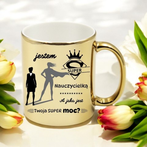 Kubek złoty premium prezent Dzień nauczyciela wychowawczyni nauczycielki