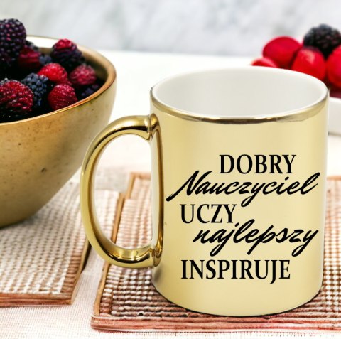 Kubek złoty premium prezent Dzień nauczyciela wychowawczyni nauczycielki