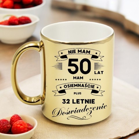 Kubek złoty premium prezent na 50 urodziny oryginalny upominek