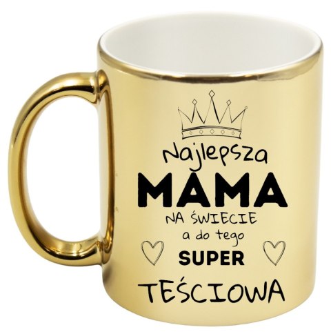 Kubek złoty premium z nadrukiem dla mamy teściowej prezent Dzień Matki