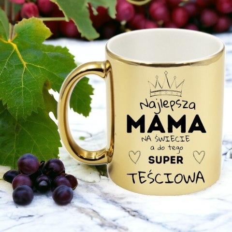 Kubek złoty premium z nadrukiem dla mamy teściowej prezent Dzień Matki
