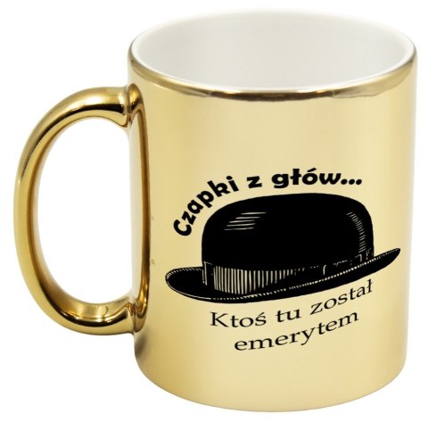 Kubek złoty prezent dla emeryta emerytki pożegnanie w pracy urodziny