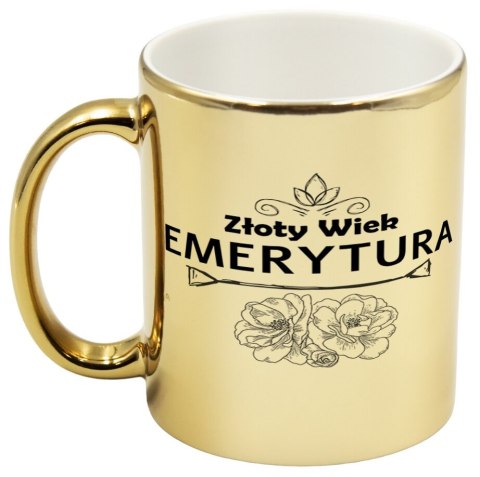 Kubek złoty prezent dla emeryta emerytki pożegnanie w pracy urodziny