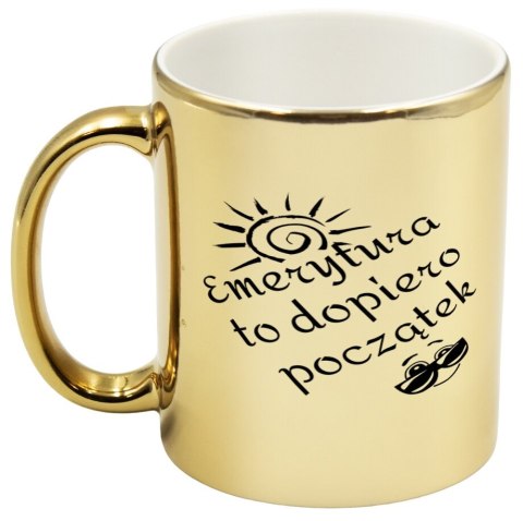 Kubek złoty prezent dla emeryta emerytki pożegnanie w pracy urodziny