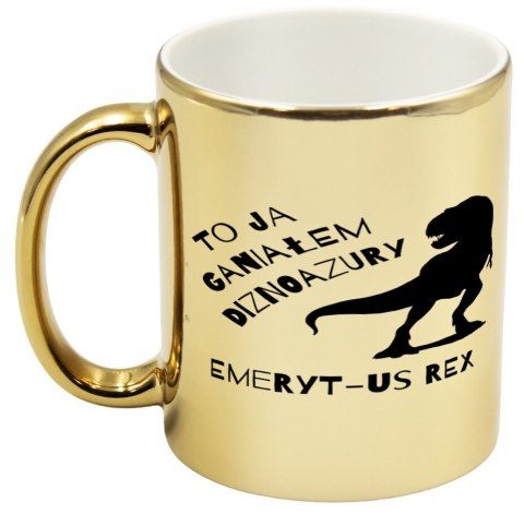 Kubek złoty prezent dla emeryta emerytki pożegnanie w pracy urodziny