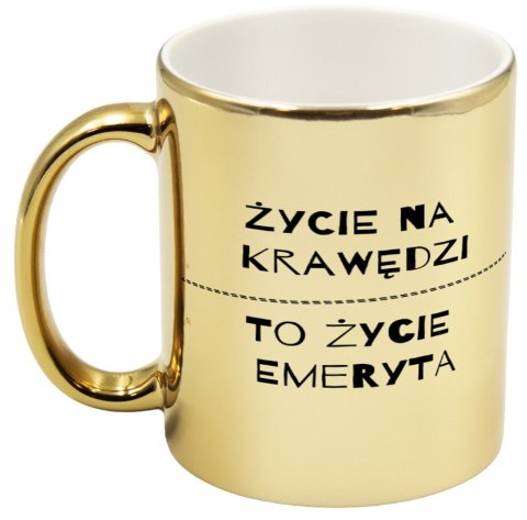 Kubek złoty prezent dla emeryta emerytki pożegnanie w pracy urodziny