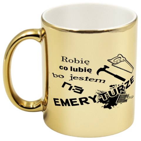 Kubek złoty prezent dla emeryta emerytki pożegnanie w pracy urodziny