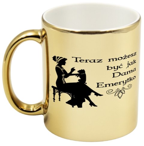 Kubek złoty prezent dla emeryta emerytki pożegnanie w pracy urodziny