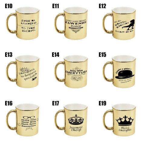 Kubek złoty prezent dla emeryta emerytki pożegnanie w pracy urodziny