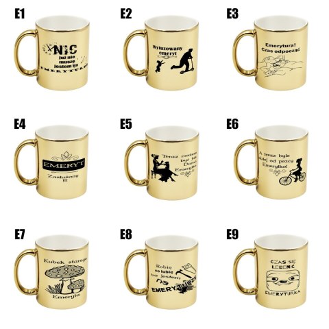 Kubek złoty prezent dla emeryta emerytki pożegnanie w pracy urodziny