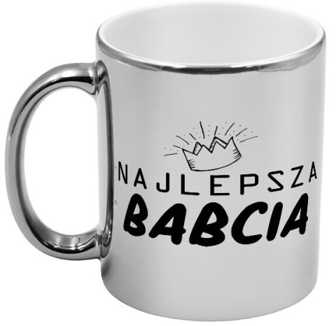 Kubek srebrny z nadrukiem grafiką prezent Dzień Babci różne wzory babcia