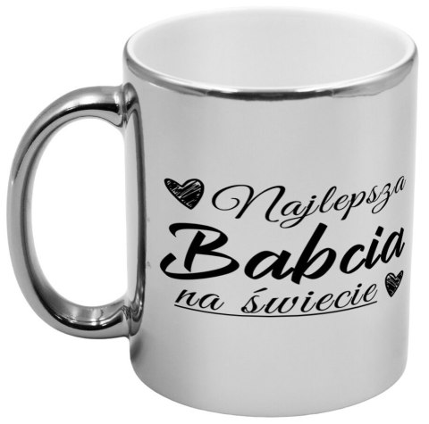 Kubek srebrny z nadrukiem grafiką prezent Dzień Babci różne wzory babcia