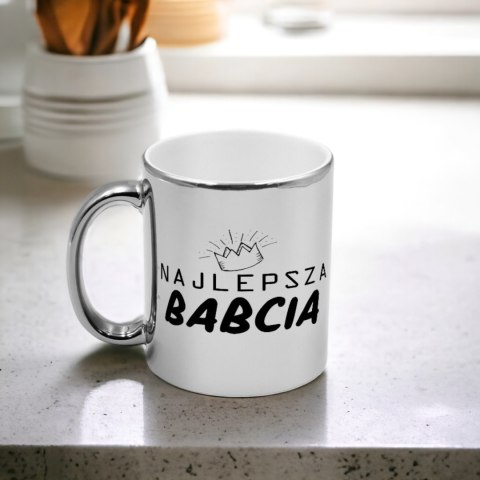 Kubek srebrny z nadrukiem grafiką prezent Dzień Babci różne wzory babcia