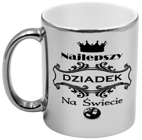 Kubek srebrny z nadrukiem grafiką prezent Dzień Dziadka różne wzory dziadek