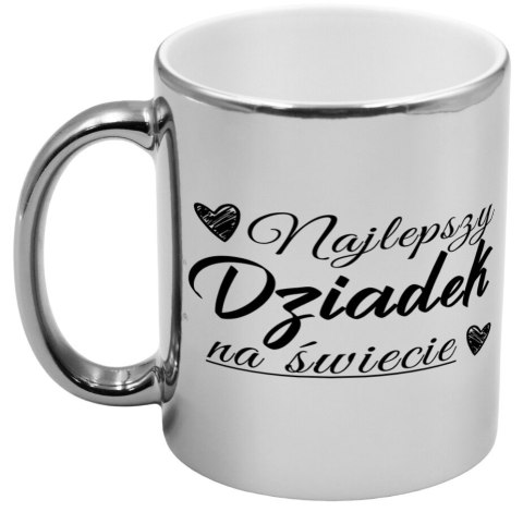 Kubek srebrny z nadrukiem grafiką prezent Dzień Dziadka różne wzory dziadek