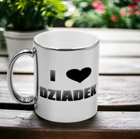 Kubek srebrny z nadrukiem grafiką prezent Dzień Dziadka różne wzory dziadek