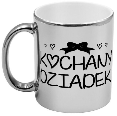 Kubek srebrny z nadrukiem grafiką prezent Dzień Dziadka różne wzory dziadek