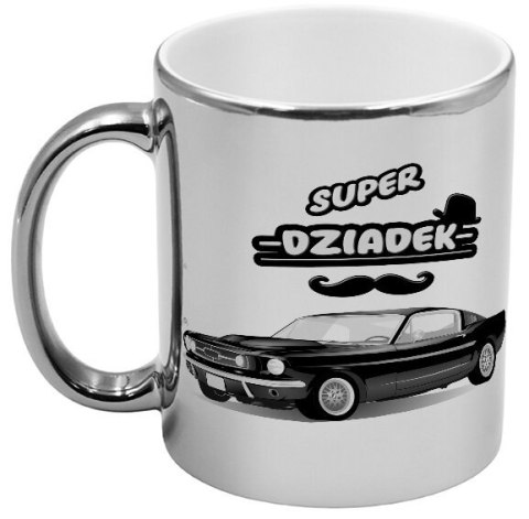 Kubek srebrny z nadrukiem grafiką prezent Dzień Dziadka różne wzory dziadek