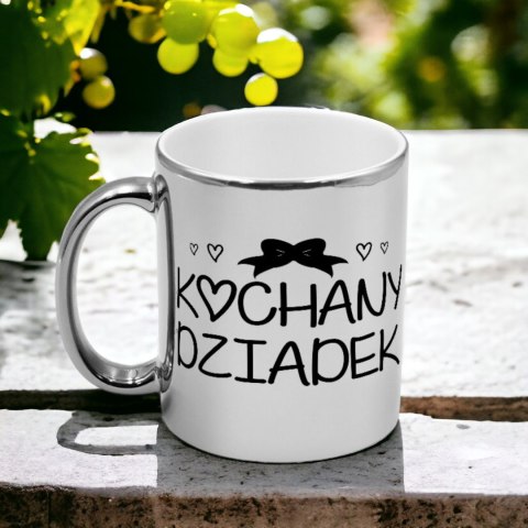 Kubek srebrny z nadrukiem grafiką prezent Dzień Dziadka różne wzory dziadek