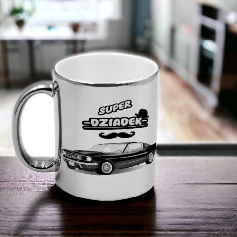 Kubek srebrny z nadrukiem grafiką prezent Dzień Dziadka różne wzory dziadek