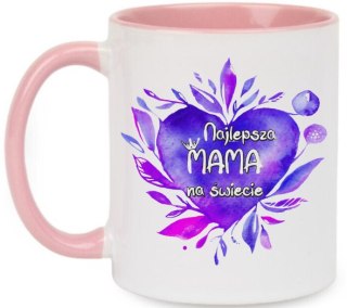 Kubek z nadrukiem prezent na Dzień Matki dla mamy biało/różowy