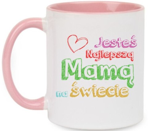 Kubek z nadrukiem prezent na Dzień Matki dla mamy biało/różowy