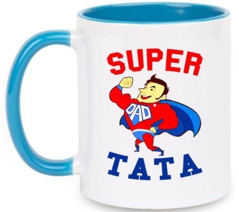 Kubek z nadrukiem prezent na DZIEŃ OJCA dla TATY biało/niebieski