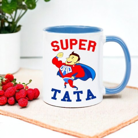 Kubek z nadrukiem prezent na DZIEŃ OJCA dla TATY biało/niebieski