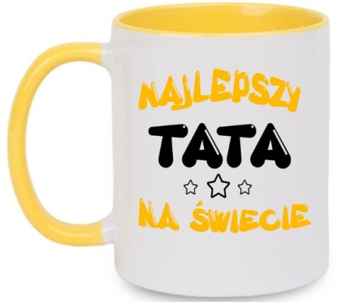 Kubek z nadrukiem prezent na DZIEŃ OJCA dla TATY biało/żółty
