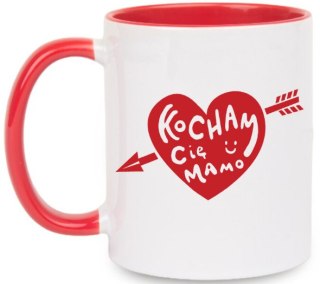 Kubek z nadrukiem prezent na Dzień Matki dla mamy biało/czerwony