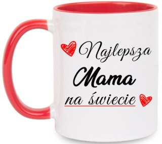 Kubek z nadrukiem prezent na DZIEŃ MATKI dla MAMY biało/czerwony