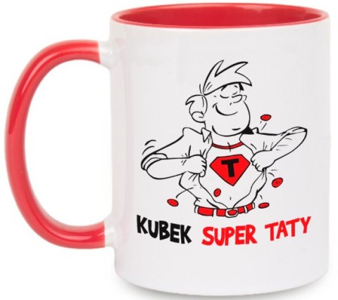 Kubek z nadrukiem prezent na DZIEŃ OJCA dla TATY biało/czerwony