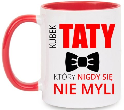 Kubek z nadrukiem prezent na DZIEŃ OJCA dla TATY biało/czerwony