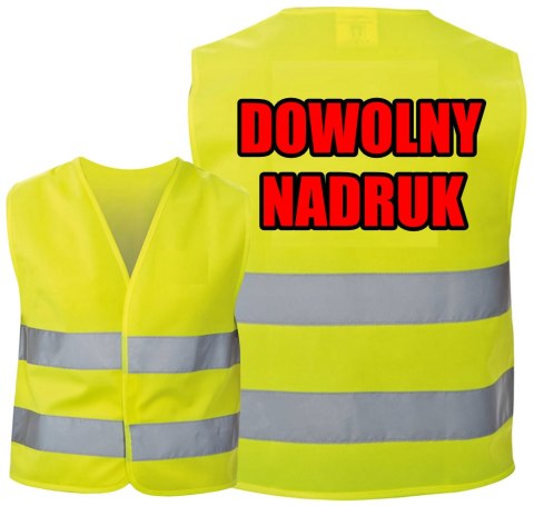 KAMIZELKA ODBLASKOWA Z NADRUKIEM NAPISEM LOGO REKLAMA BHP XXL #